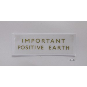 Decal Important Positive Earth