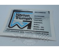 Sticker 'Norton-Triumph oils'
